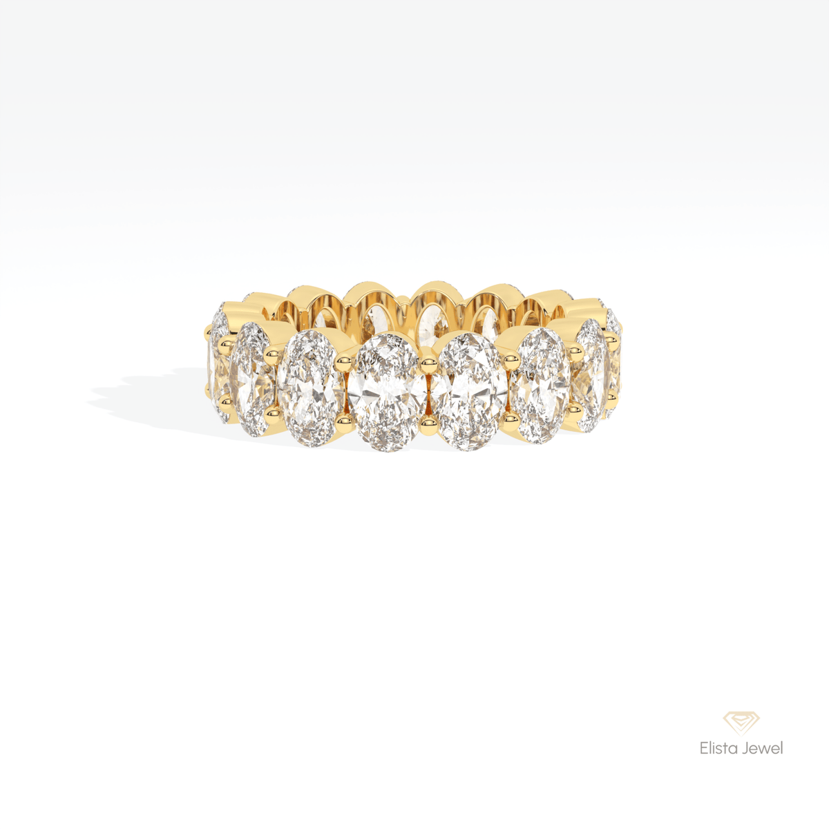 Oval Cut Full Eternity Engagement Lab Grown Diamond Band in 10K White Gold - Front View