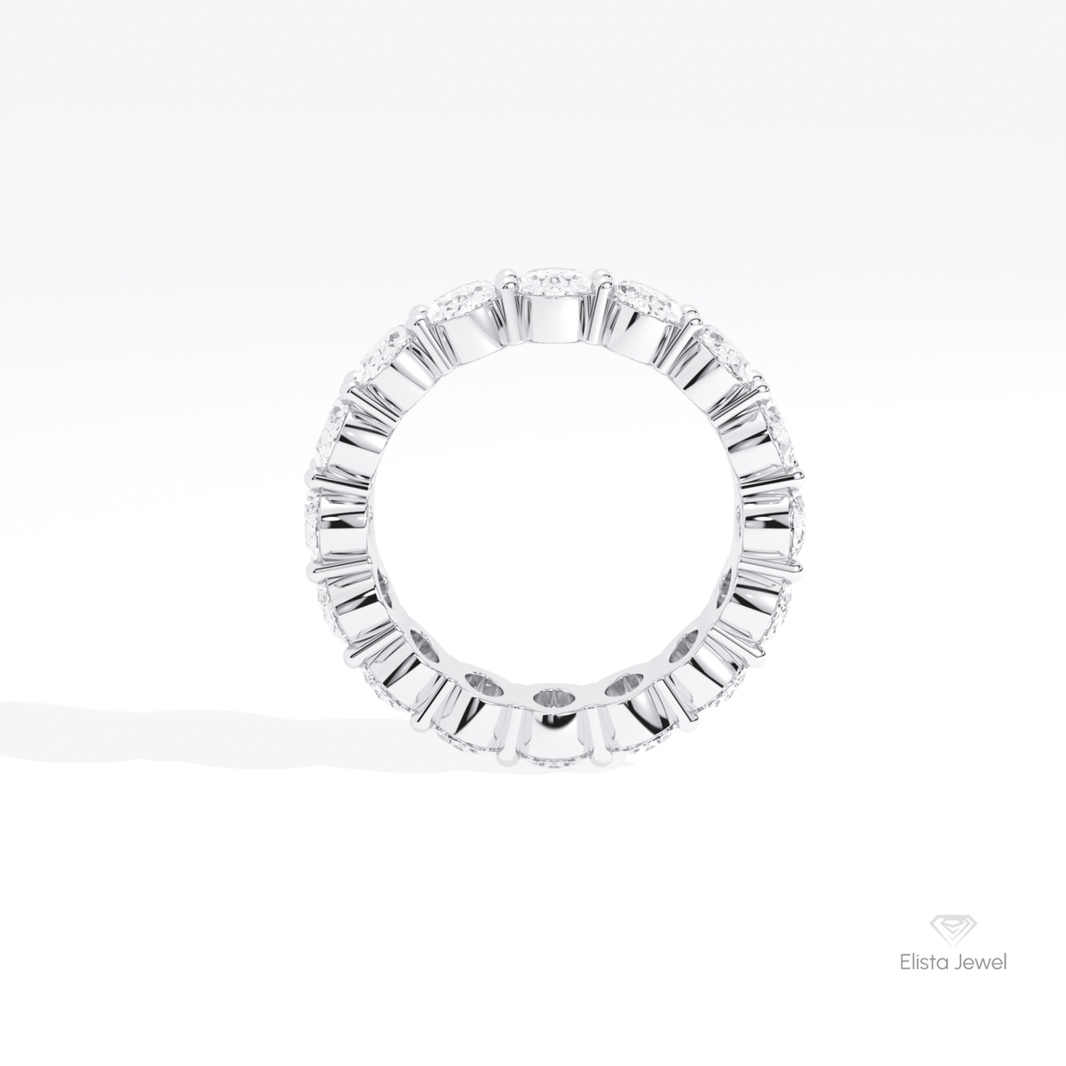 Oval Cut Full Eternity Engagement Lab Grown Diamond Band in 18K White Gold - Close-up View