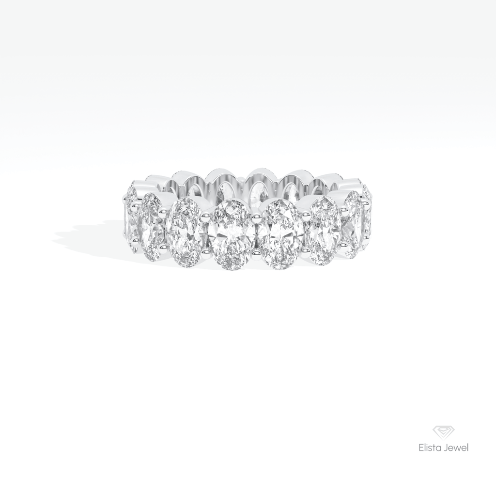 Oval Cut Full Eternity Engagement Lab Grown Diamond Band in 14K Yellow Gold - Detail View