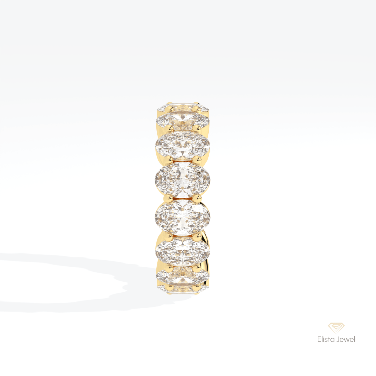 Oval Cut Full Eternity Engagement Lab Grown Diamond Band in 14K White Gold - Top View