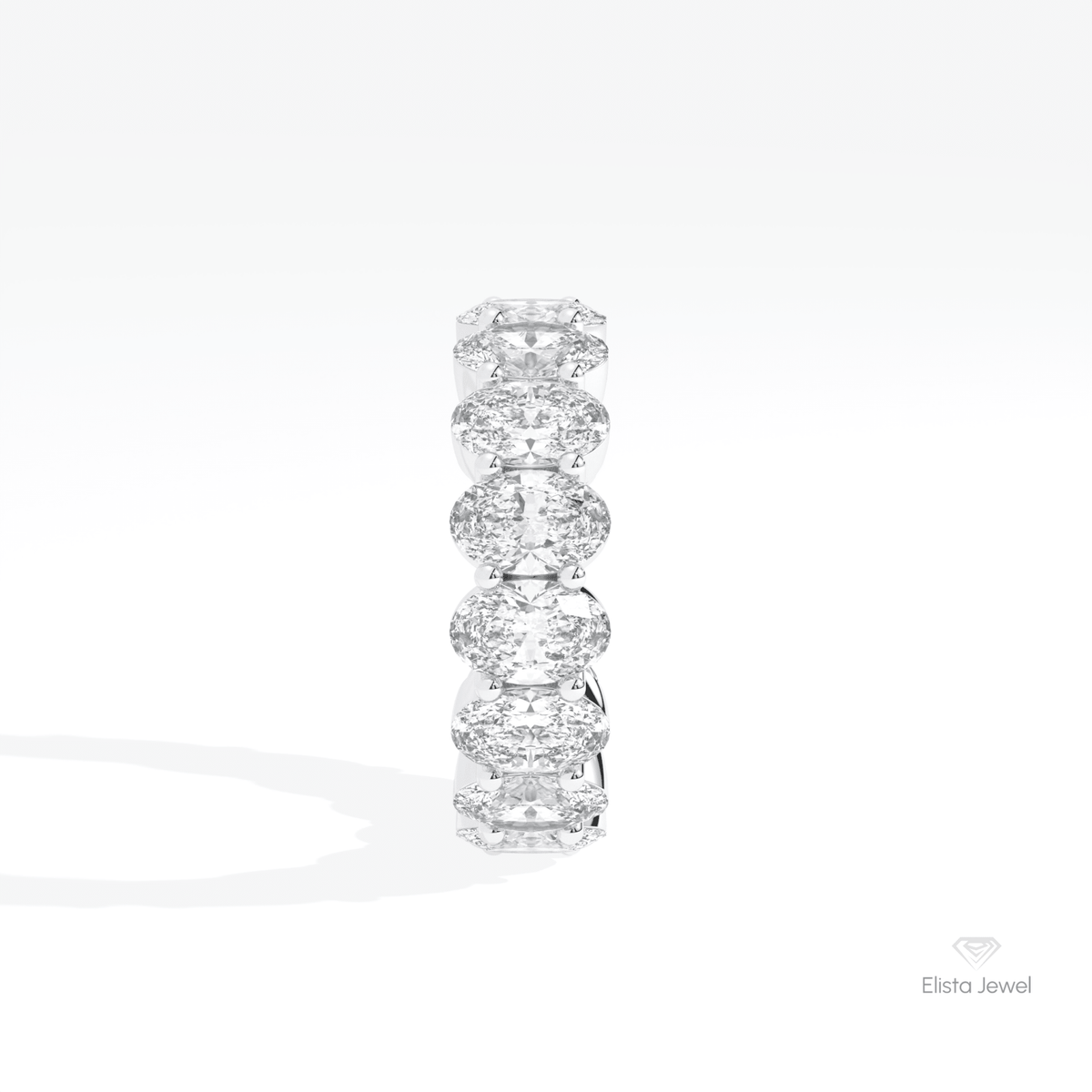 Oval Cut Full Eternity Engagement Lab Grown Diamond Band in 18K Yellow Gold - Perspective View