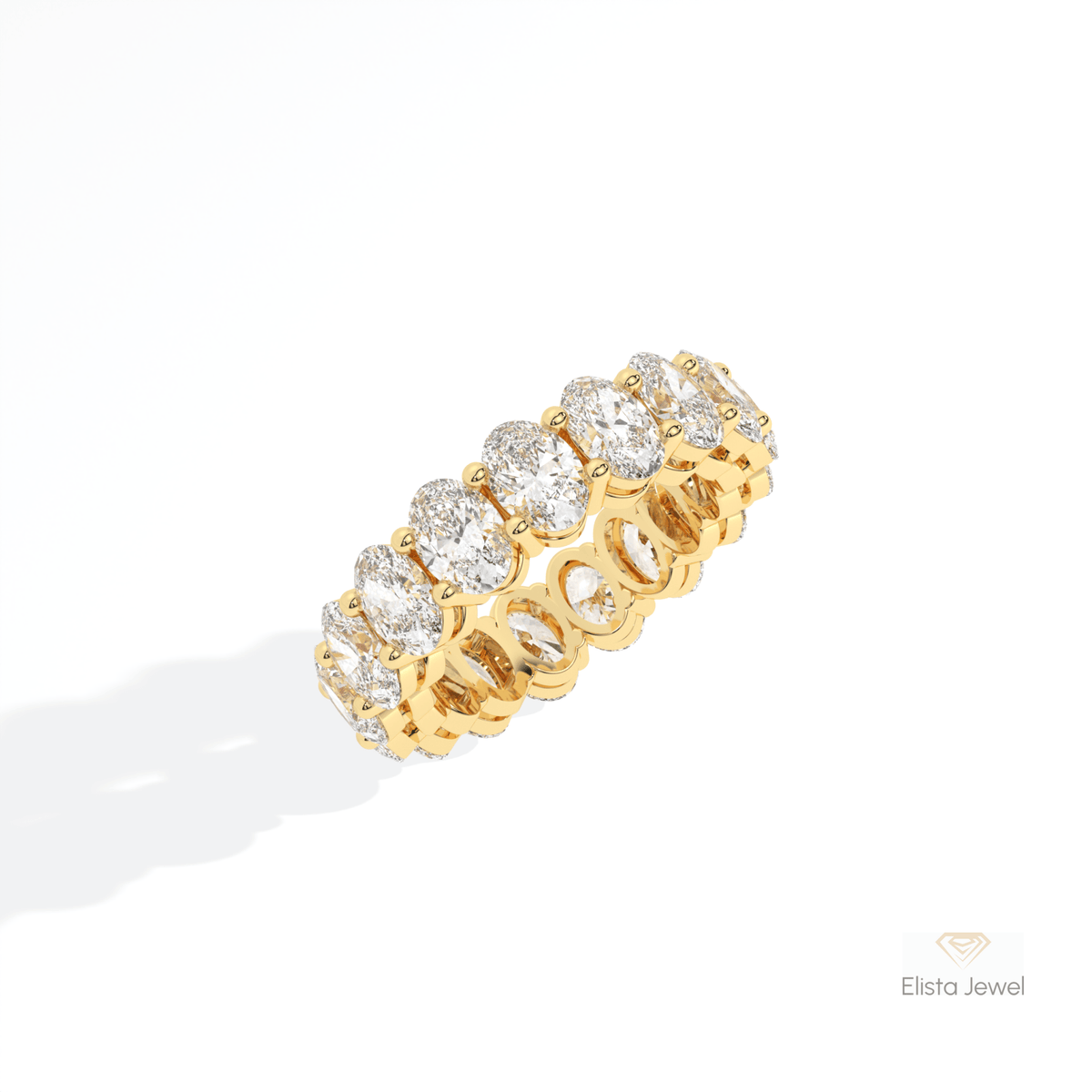 Oval Cut Full Eternity Stacking Lab Grown Diamond Band in Platinum - Lifestyle View