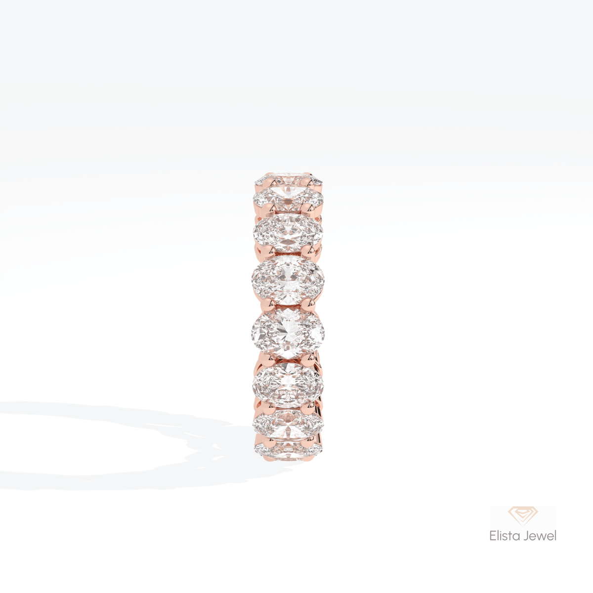 Oval Cut Full Eternity Stacking Lab Grown Diamond Band in 14K White Gold - Top View