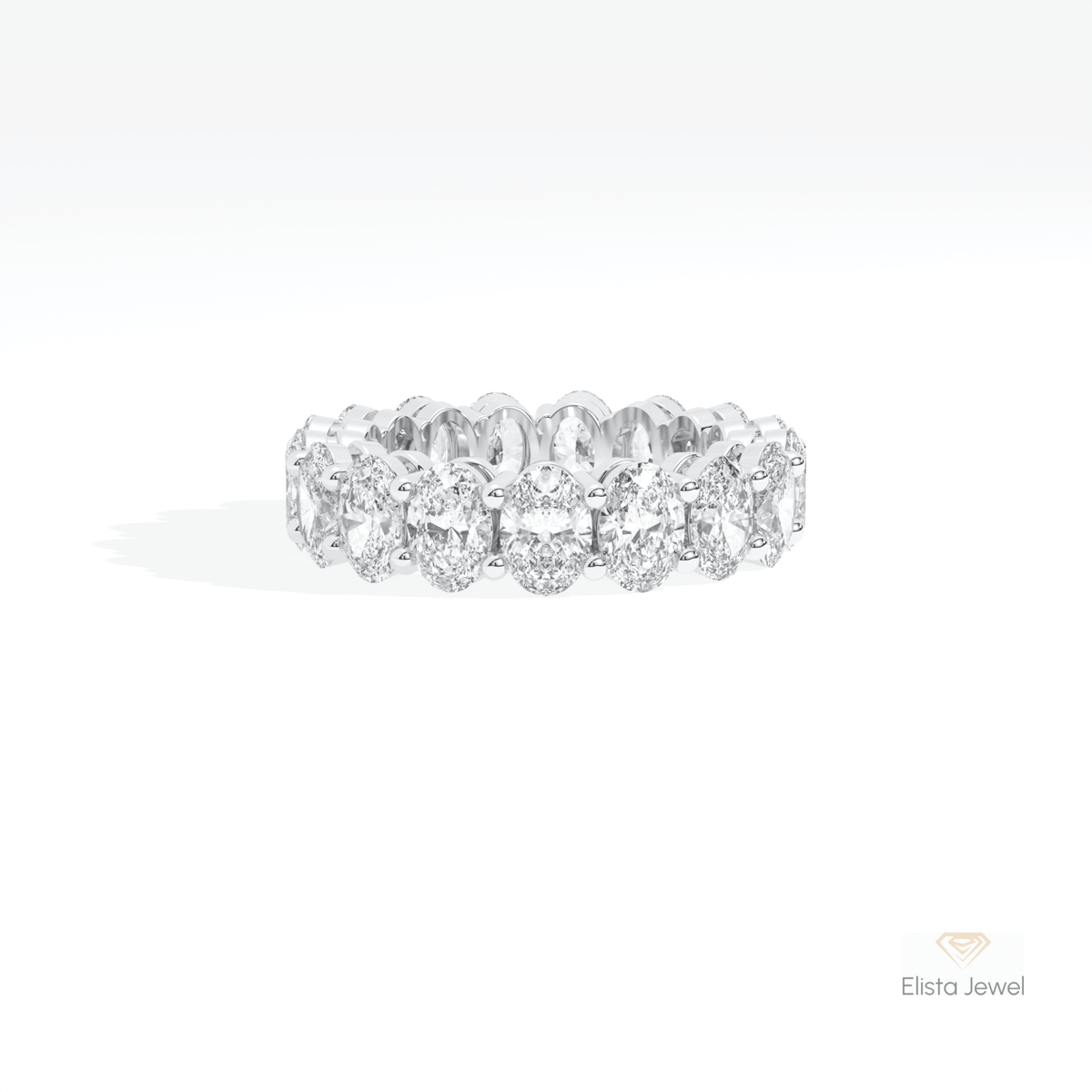 Oval Cut Full Eternity Stacking Lab Grown Diamond Band in 14K Yellow Gold - Detail View