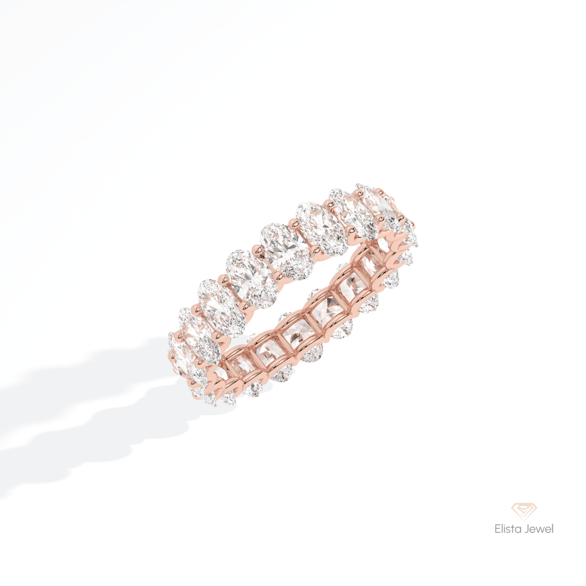 Oval Cut Full Eternity Wedding Lab Grown Diamond Band in Platinum - Lifestyle View