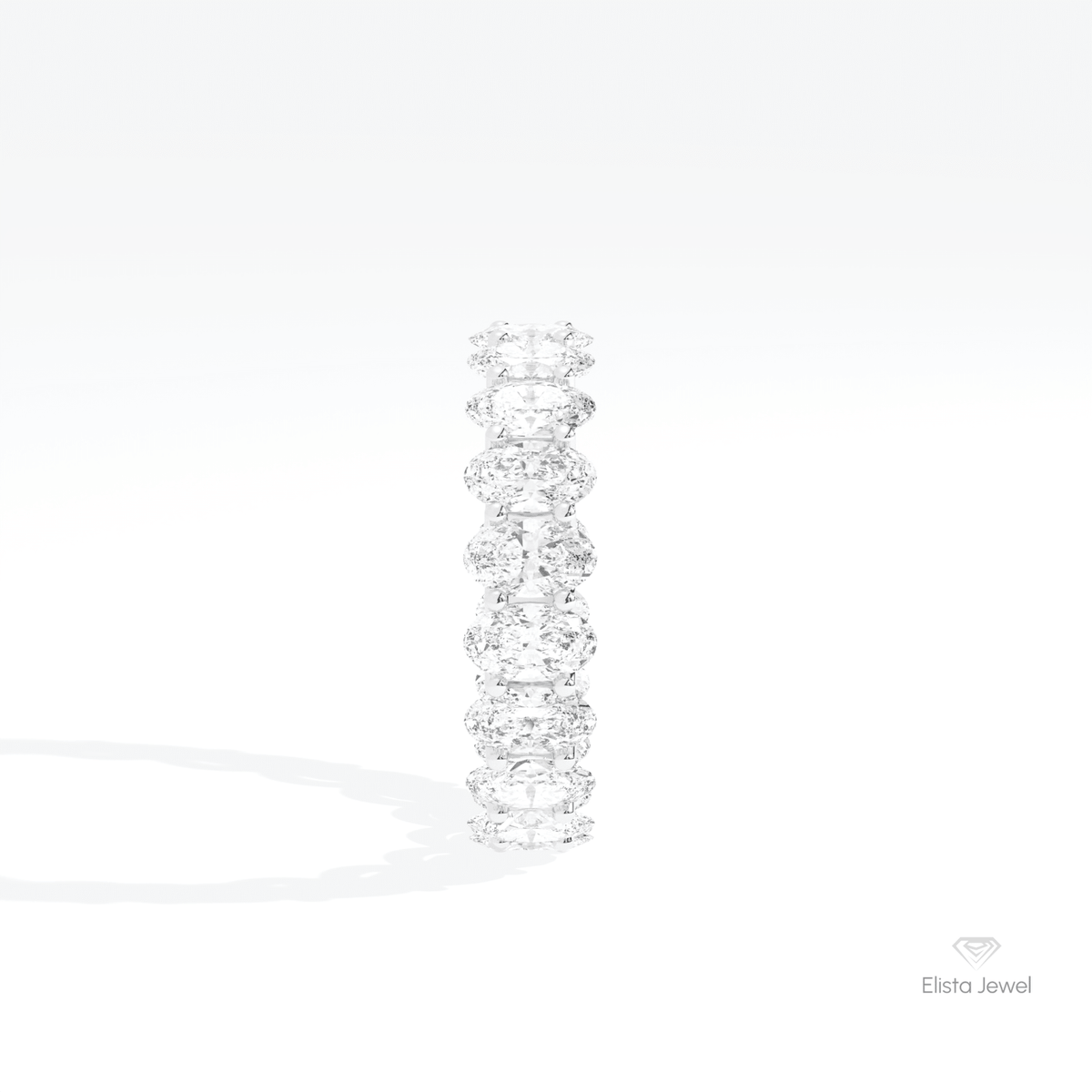 Oval Cut Full Eternity Wedding Lab Grown Diamond Band in 14K White Gold - Top View