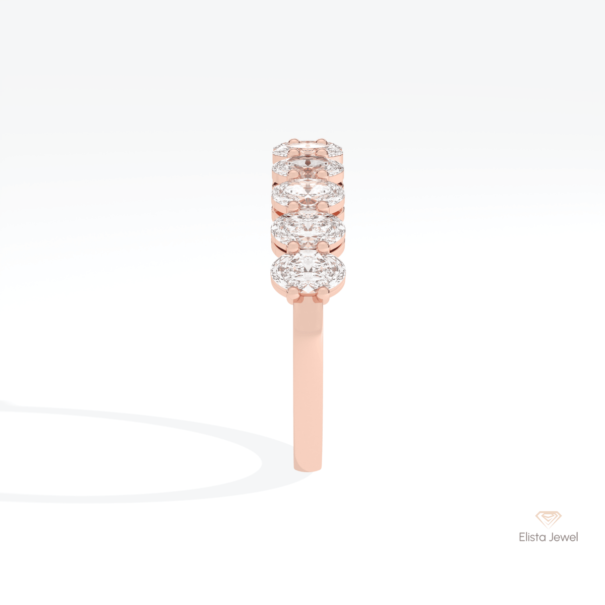 Oval Cut Half Eternity Wedding Lab Grown Diamond Band - Additional View