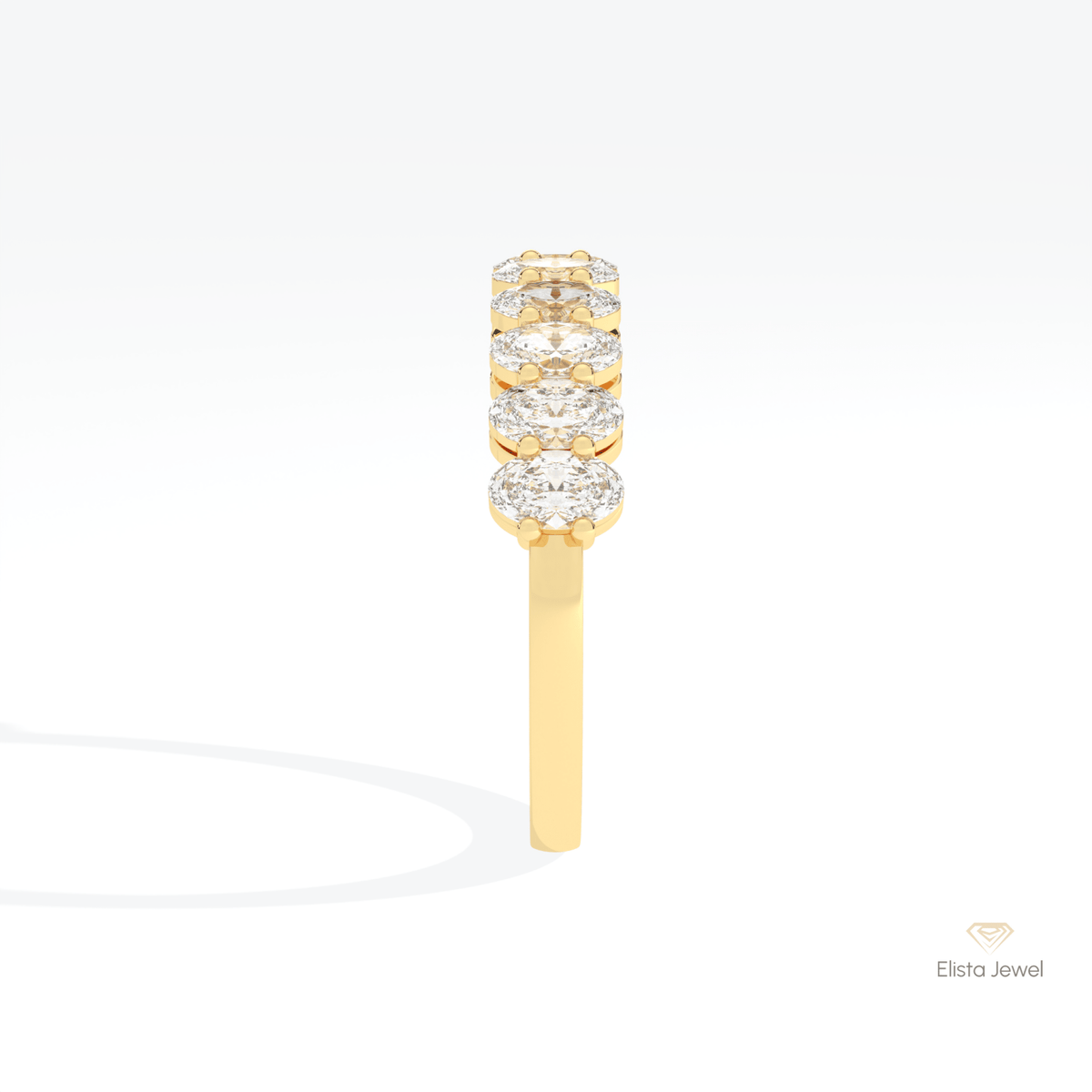 Oval Cut Half Eternity Wedding Lab Grown Diamond Band in 14K White Gold - Top View