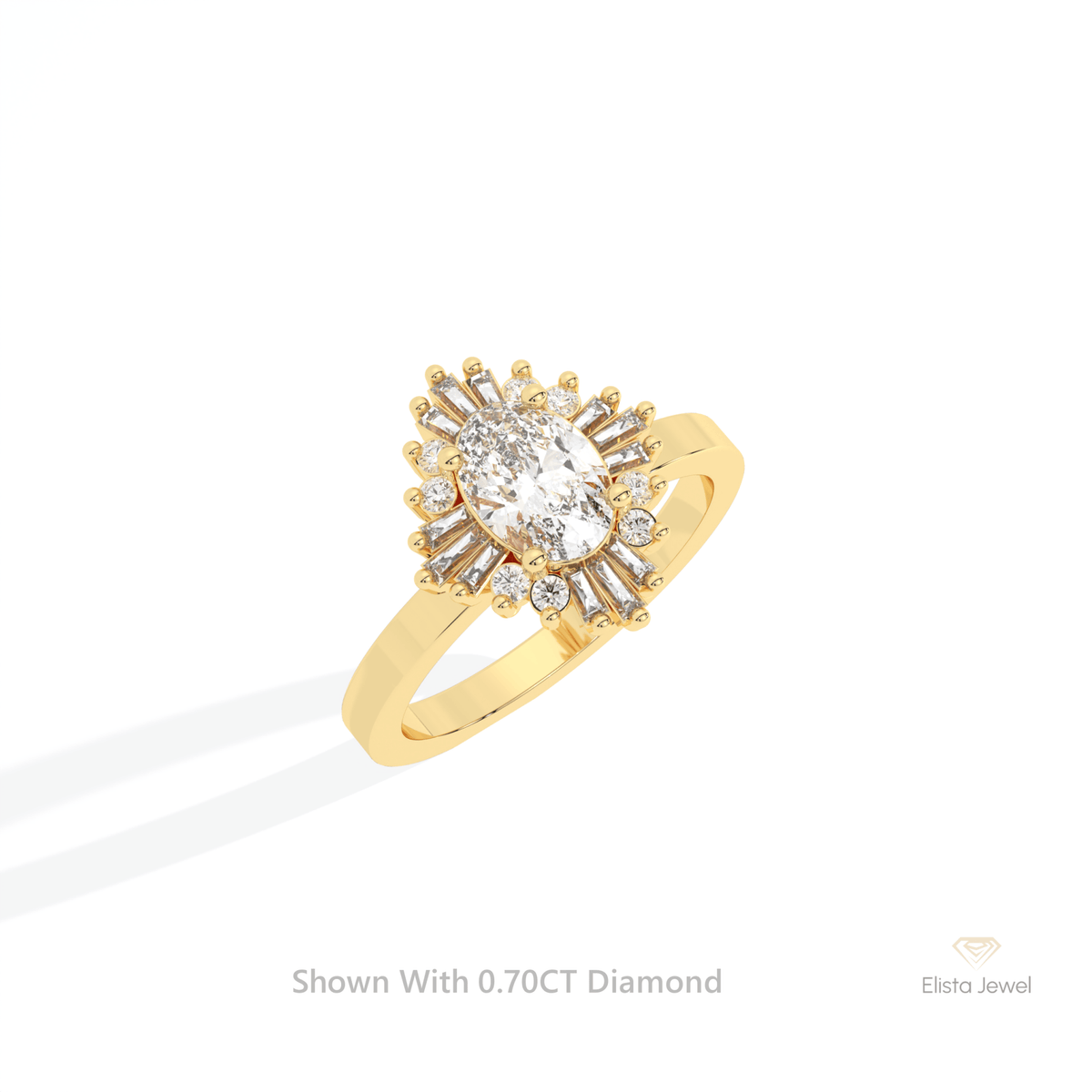 Oval Cut Halo Art Deco Lab Grown Diamond Ring in 14K Rose Gold - Profile View