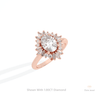 Oval Cut Halo Art Deco Wedding Lab Grown Diamond Ring in 14K Rose Gold - Profile View
