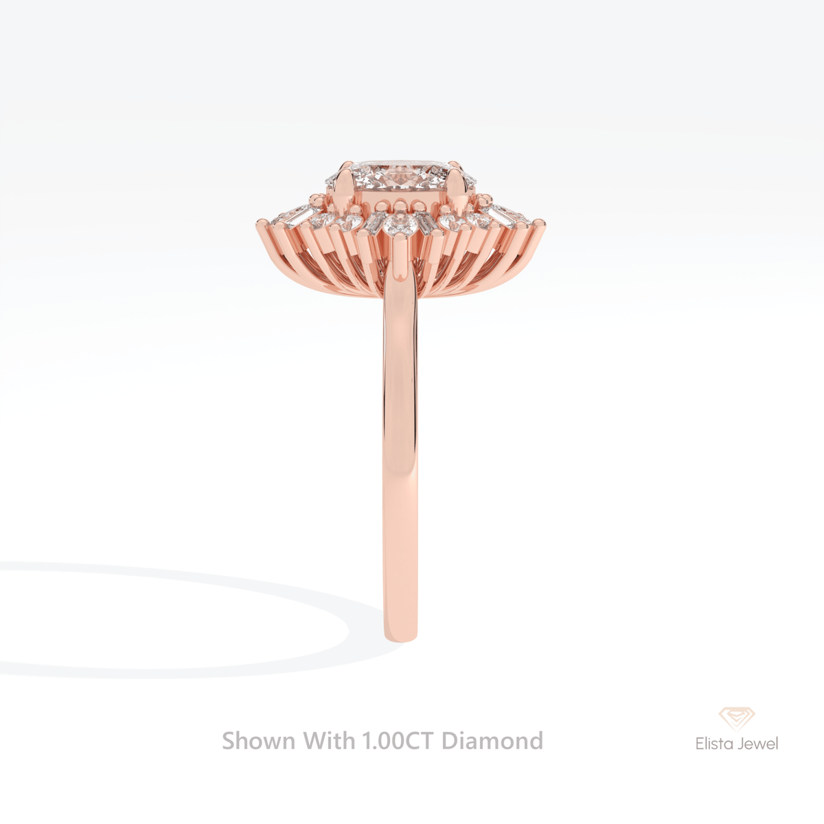 Oval Cut Halo Art Deco Wedding Lab Grown Diamond Ring in 18K Yellow Gold - Perspective View