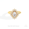 Oval Cut Halo Art Deco Wedding Lab Grown Diamond Ring in 18K Rose Gold - Ring on Hand View