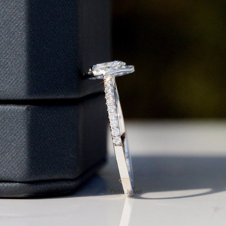 Oval Cut Halo Engagement Lab Grown Diamond Ring - Perspective View