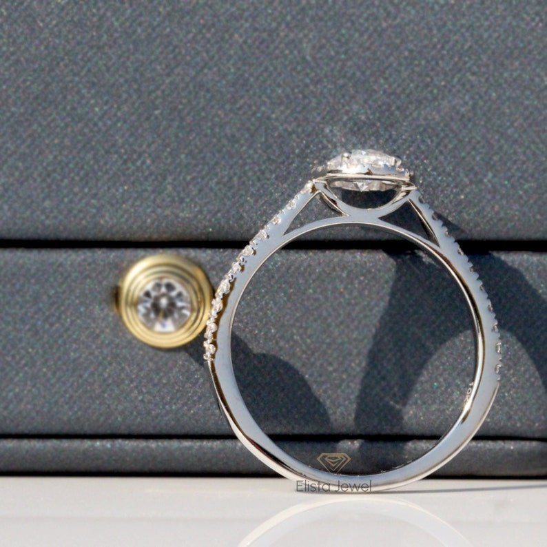 Oval Cut Halo Engagement Lab Grown Diamond Ring - Additional View