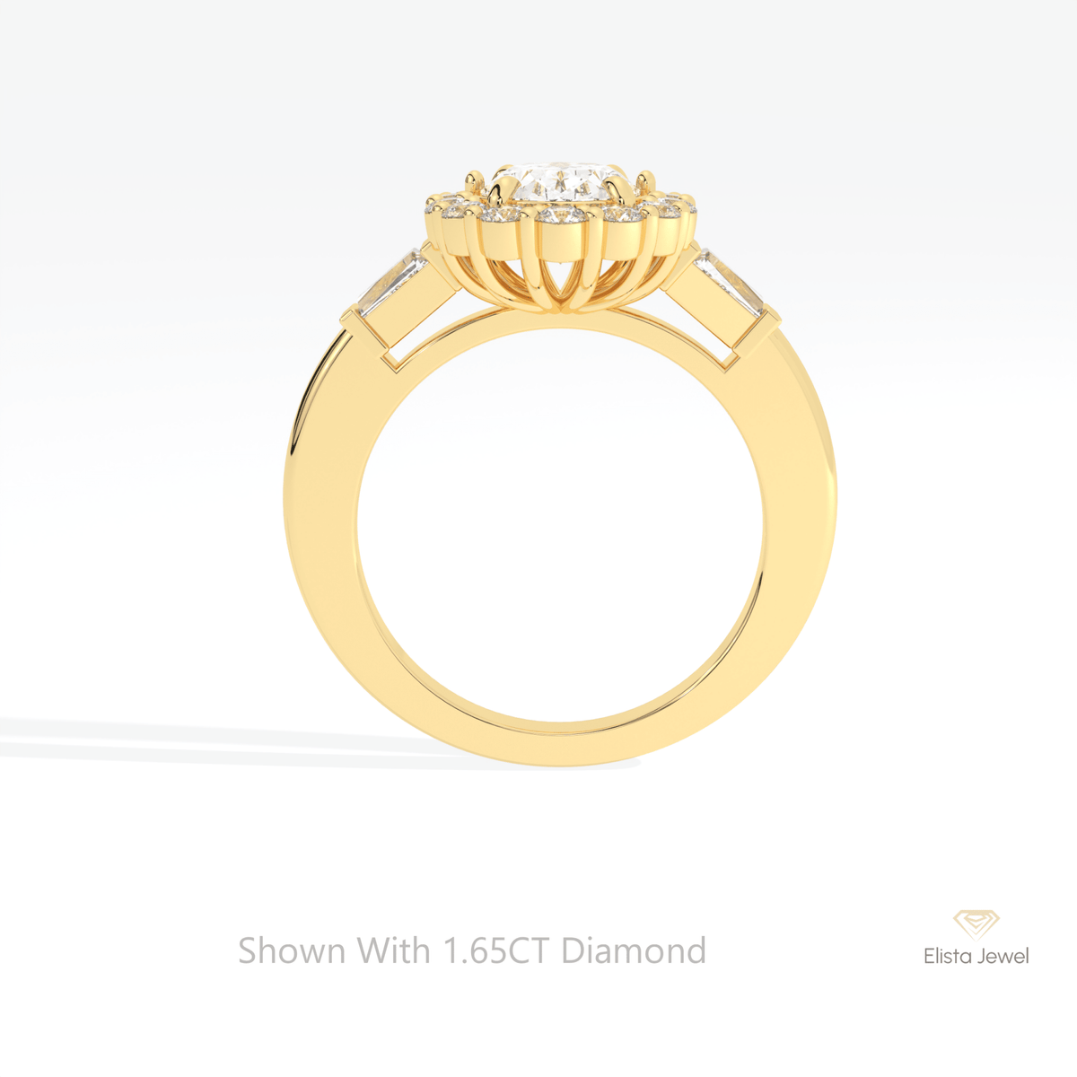 Oval Cut Halo Engagement Lab Grown Diamond Ring in 10K Rose Gold - Angled View