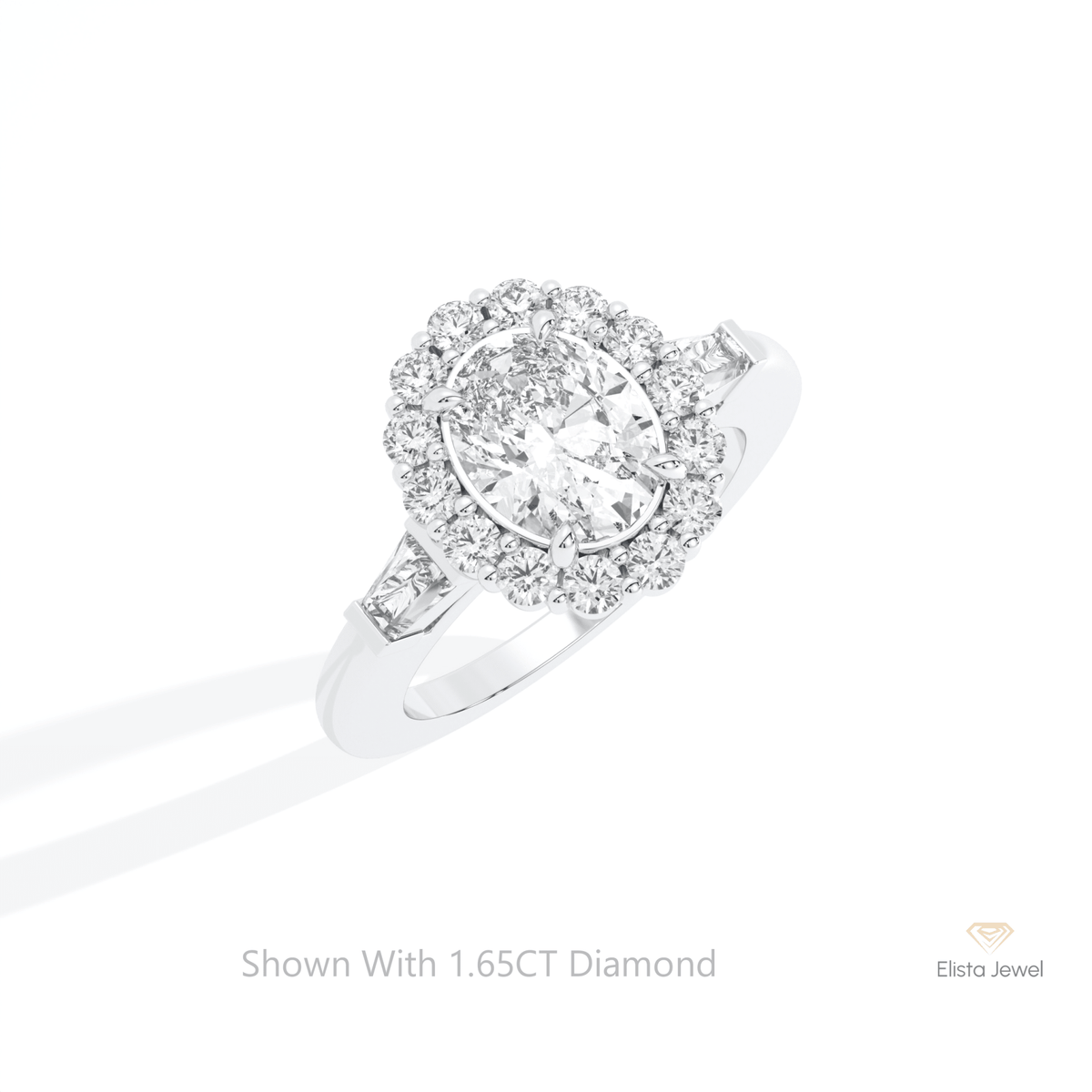 Oval Cut Halo Engagement Lab Grown Diamond Ring in 14K Rose Gold - Profile View