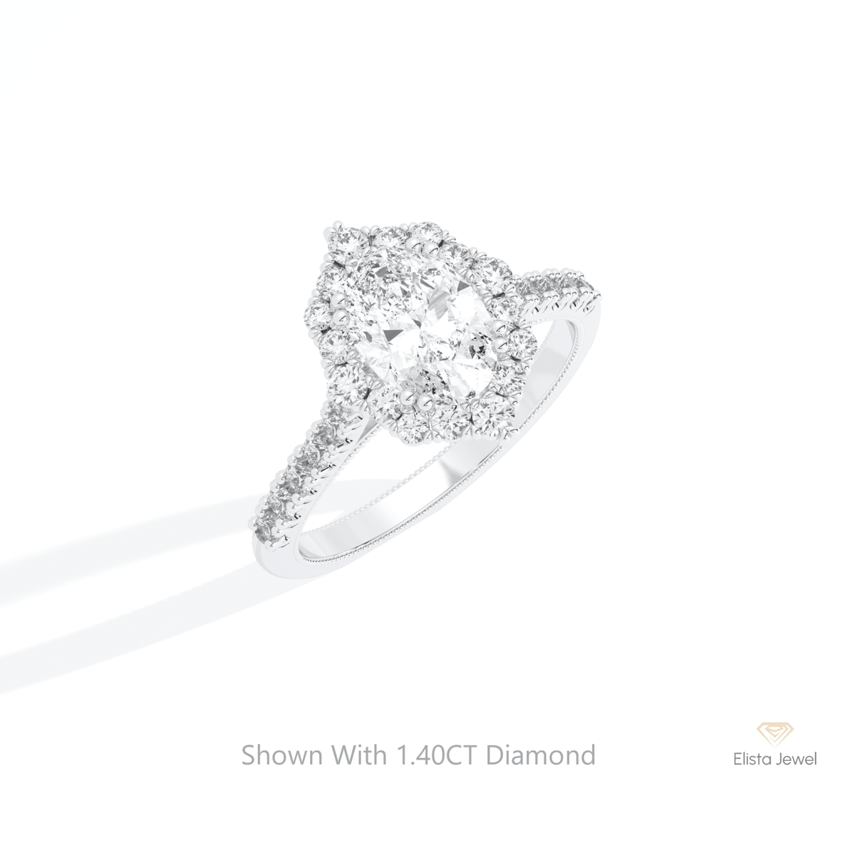 Oval Cut Halo Engagement Lab Grown Diamond Ring in 14K Rose Gold - Profile View