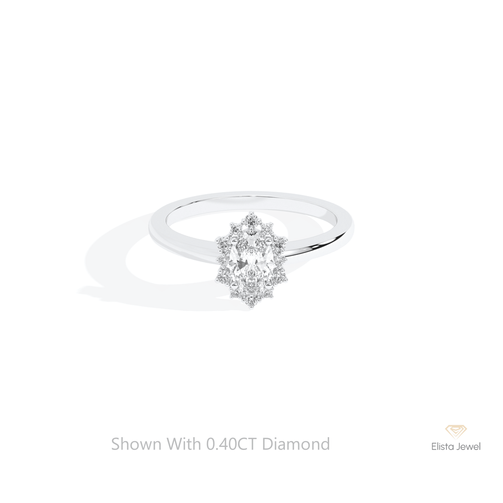 Oval Cut Halo Engagement Lab Grown Diamond Ring in 14K Yellow Gold - Detail View