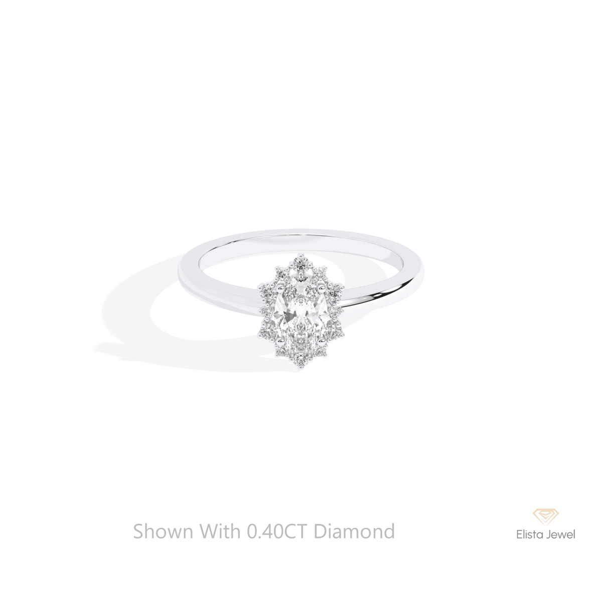 Oval Cut Halo Engagement Lab Grown Diamond Ring in 14K Yellow Gold - Detail View
