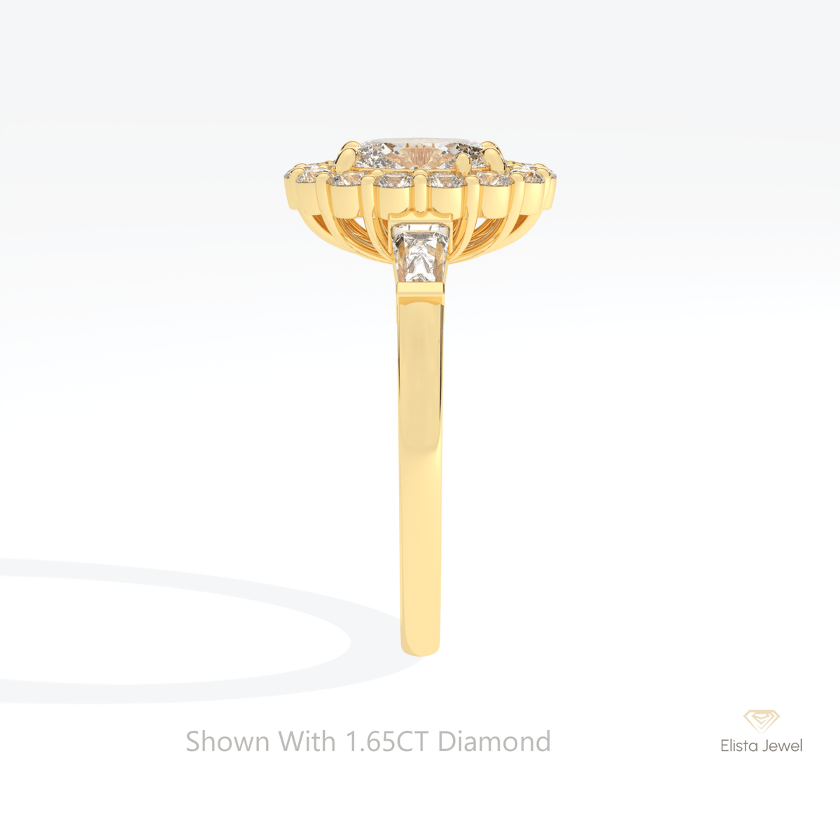 Oval Cut Halo Engagement Lab Grown Diamond Ring in 14K White Gold - Top View