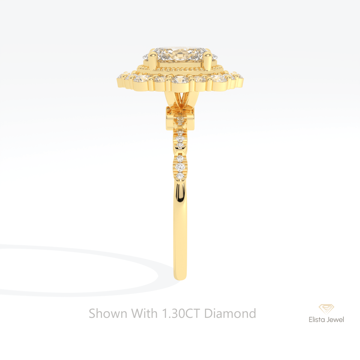 Oval Cut Halo Engagement Lab Grown Diamond Ring - Additional View