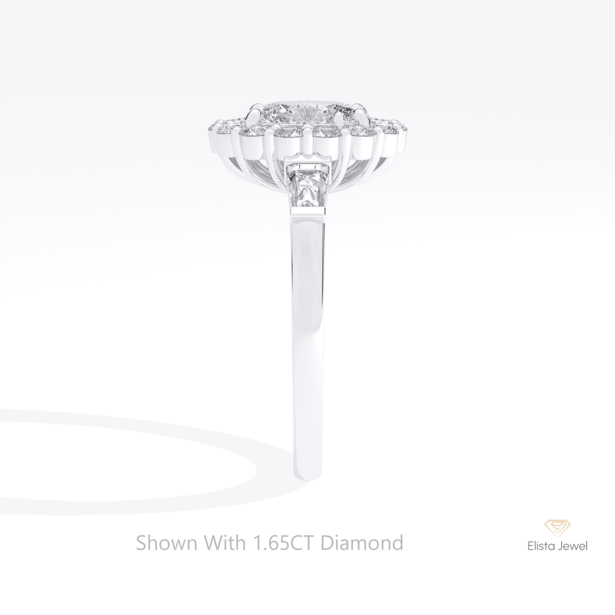 Oval Cut Halo Engagement Lab Grown Diamond Ring in 18K Yellow Gold - Perspective View