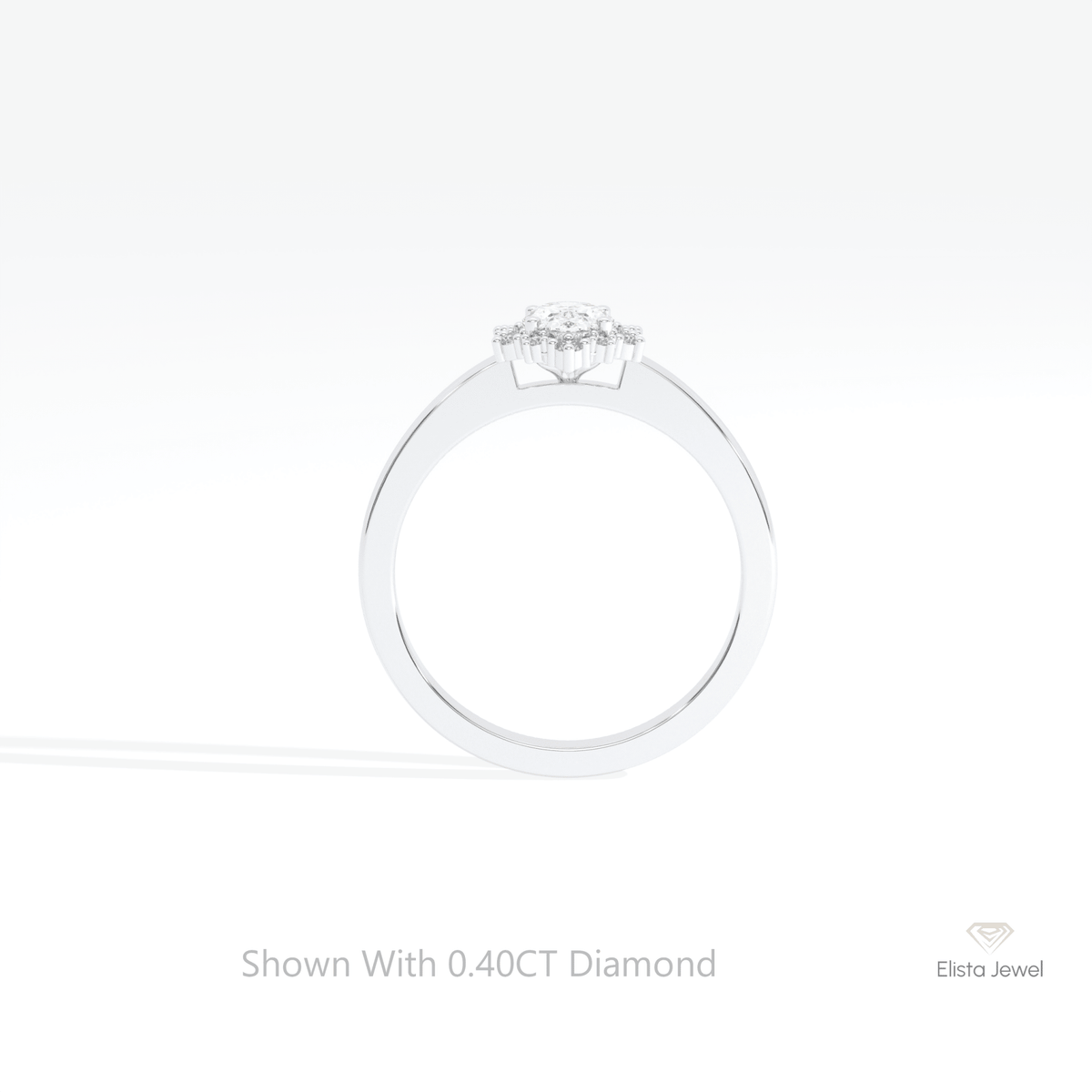 Oval Cut Halo Engagement Lab Grown Diamond Ring in 18K White Gold - Close-up View