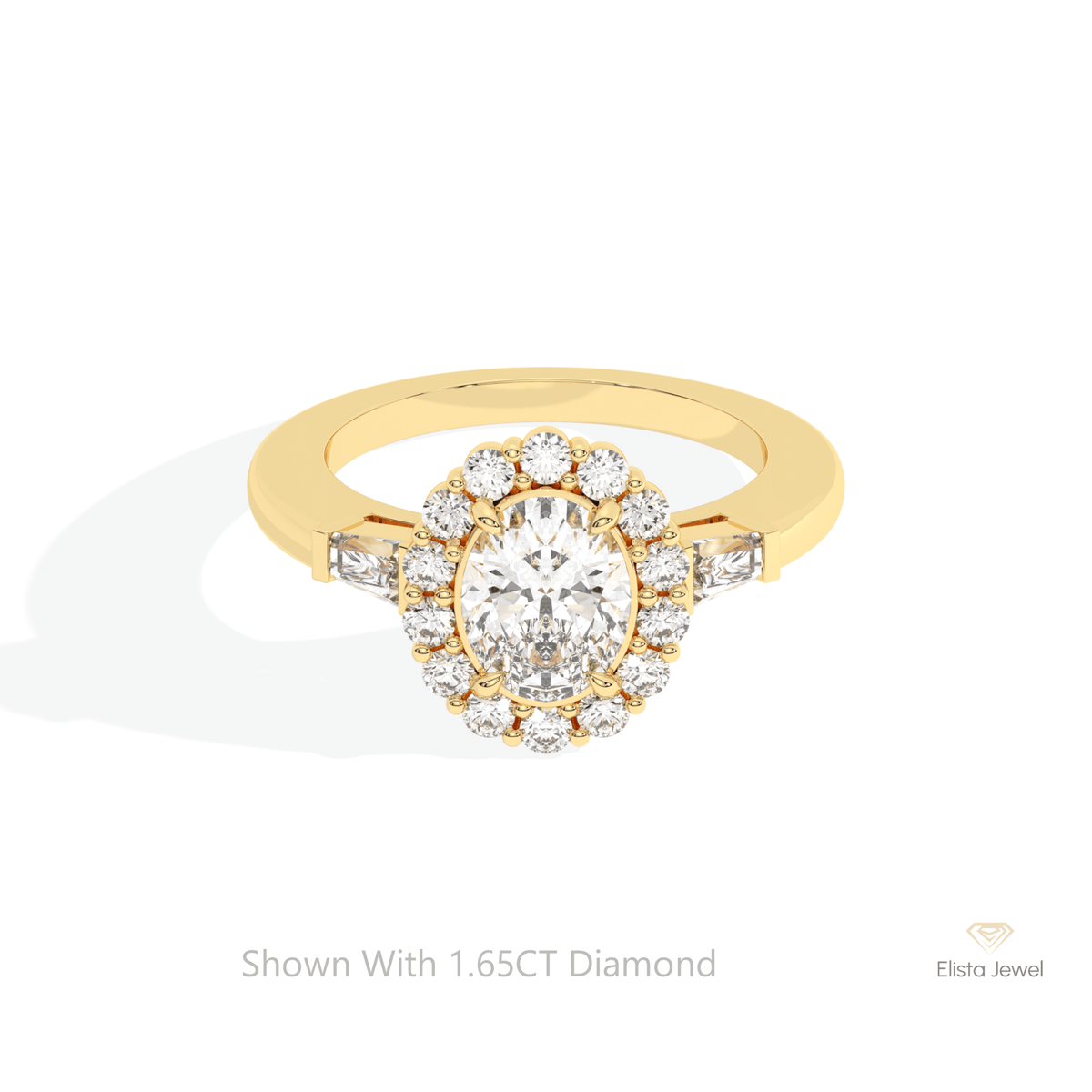 Oval Cut Halo Engagement Lab Grown Diamond Ring in 10K White Gold - Front View