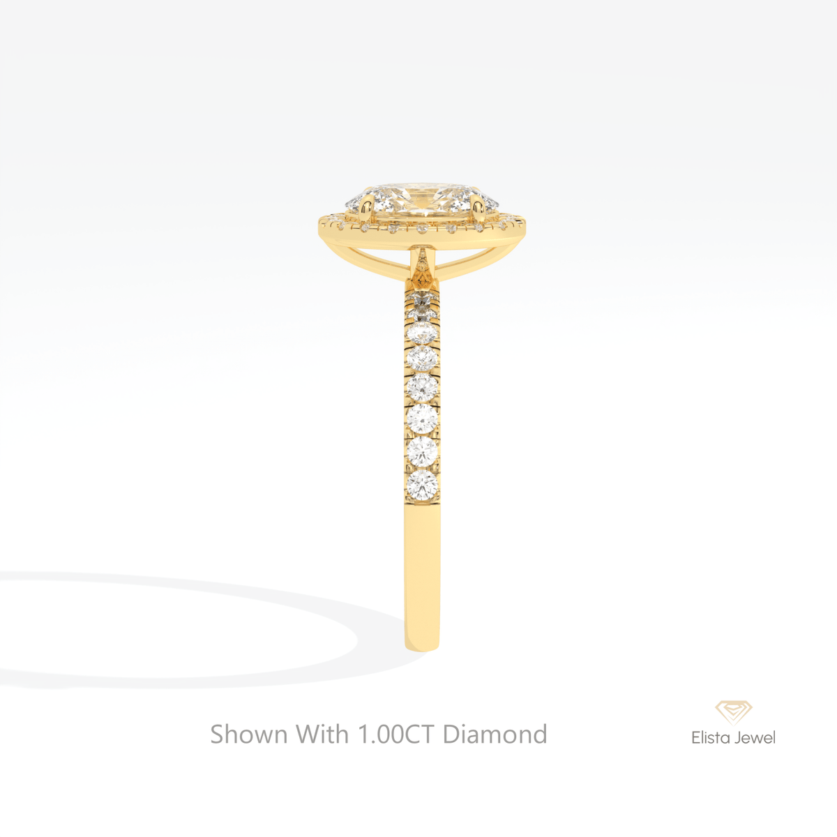 Oval Cut Halo Engagement Lab Grown Diamond Ring in 14K White Gold - Top View