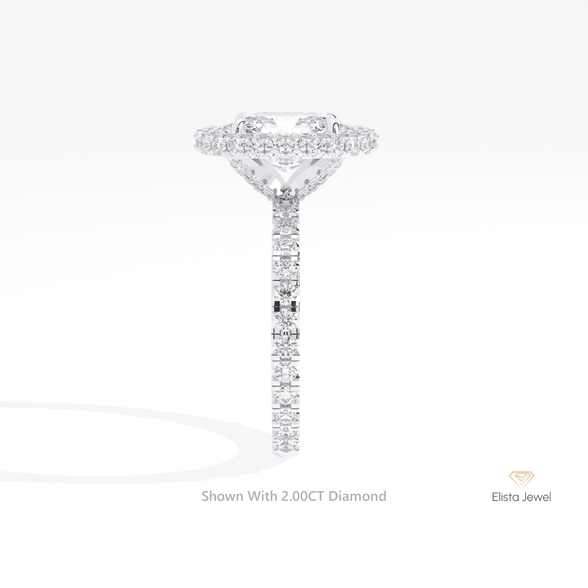 Oval Cut Halo Engagement Lab Grown Diamond Ring in 18K Yellow Gold - Perspective View
