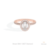 Oval Cut Halo Engagement Lab Grown Diamond Ring in 18K Rose Gold - Ring on Hand View