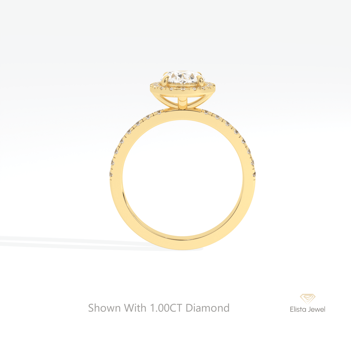 Oval Cut Halo Engagement Lab Grown Diamond Ring in 10K Rose Gold - Angled View
