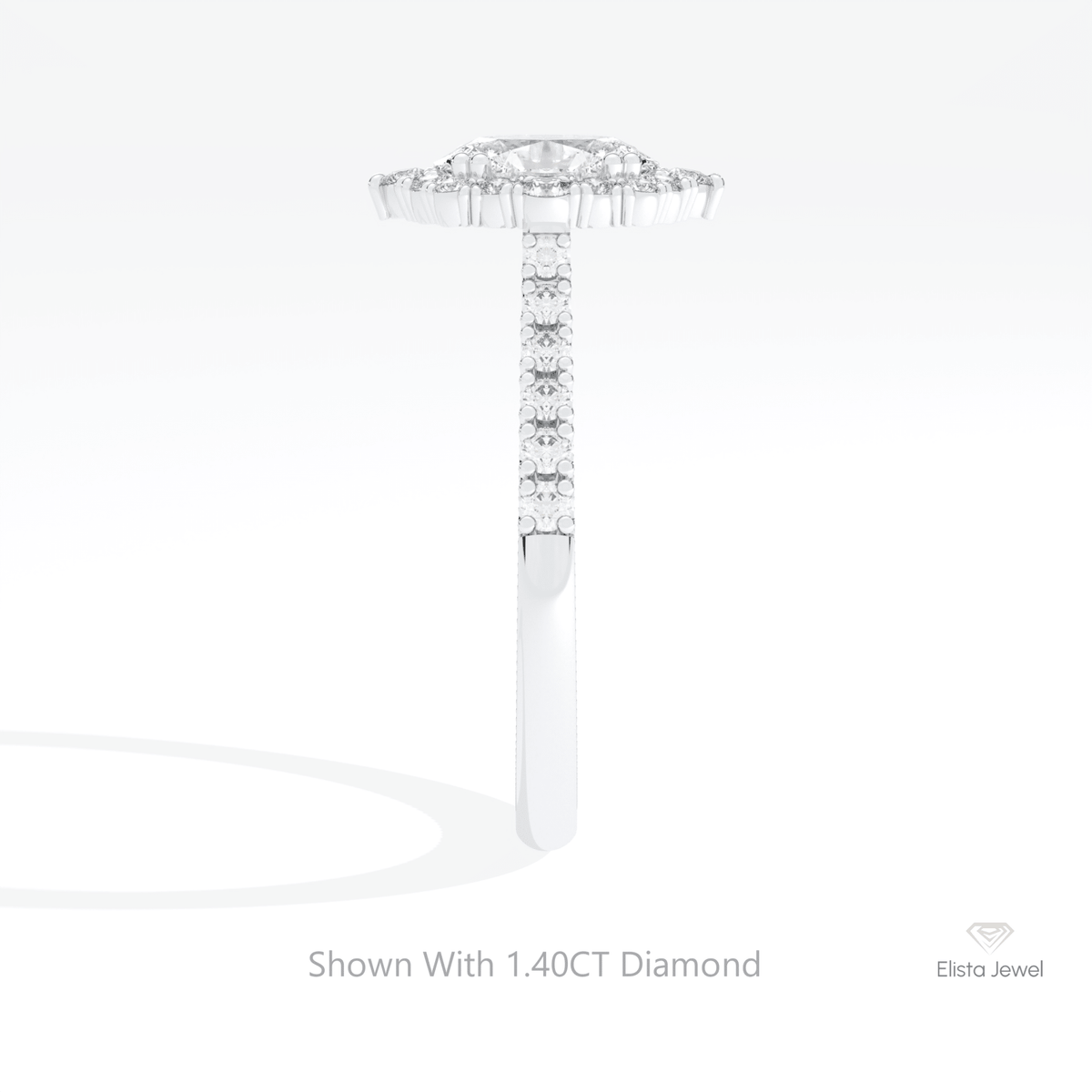 Oval Cut Halo Engagement Lab Grown Diamond Ring in 18K Yellow Gold - Perspective View
