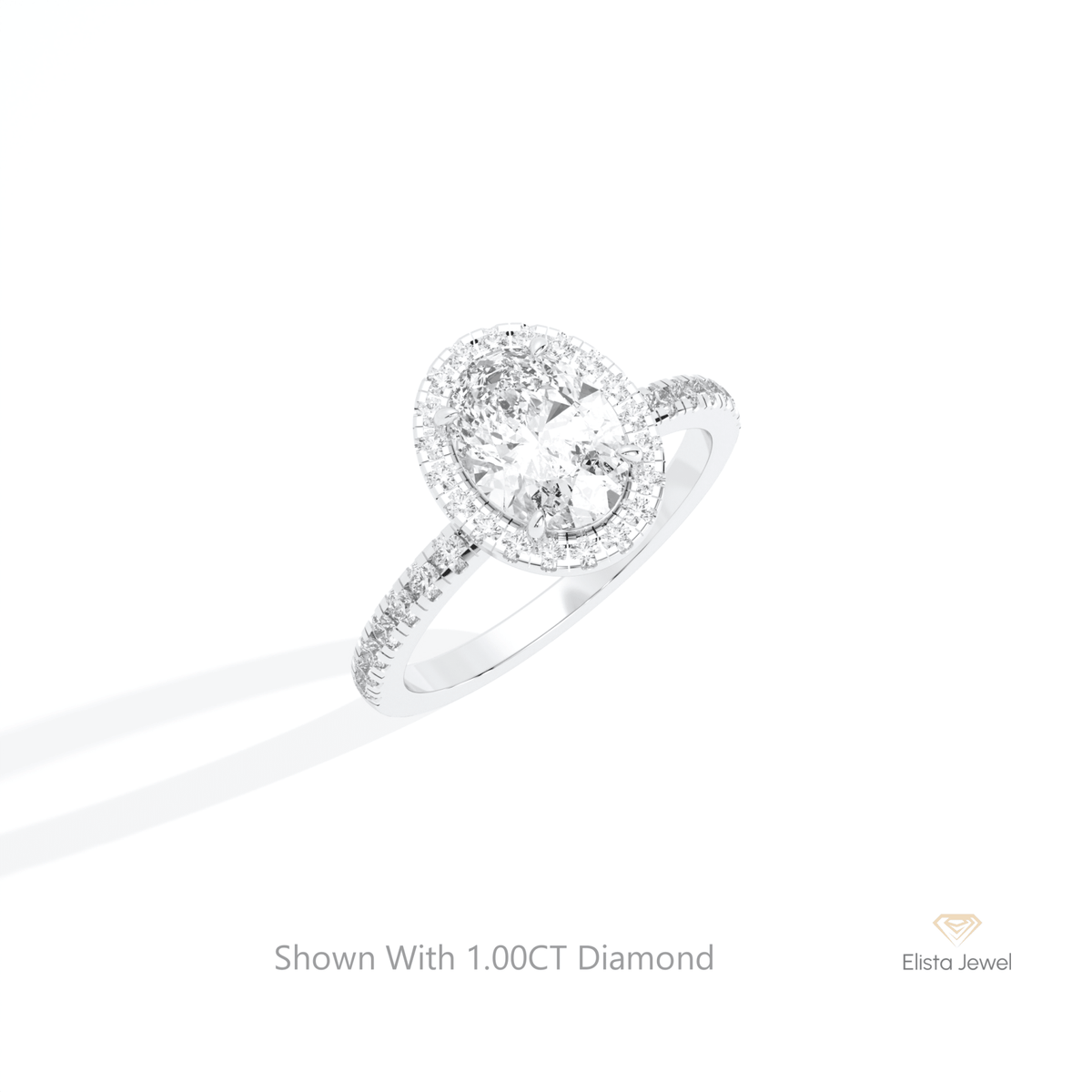 Oval Cut Halo Engagement Lab Grown Diamond Ring in 14K Rose Gold - Profile View