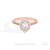 Oval Cut Halo Engagement Lab Grown Diamond Ring in 18K Rose Gold - Ring on Hand View