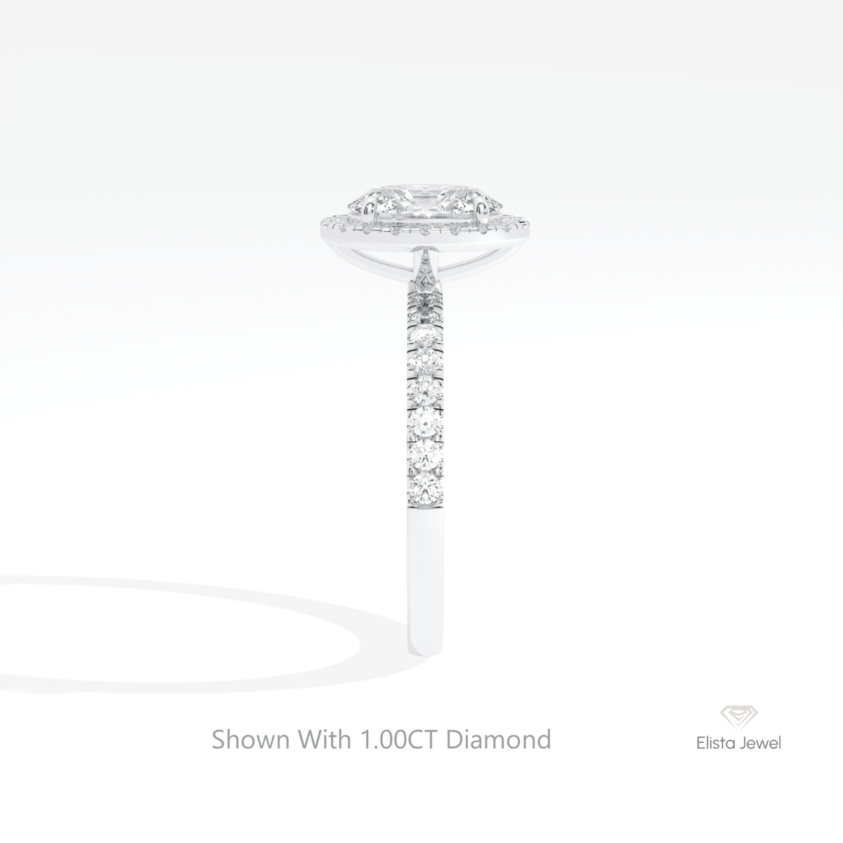 Oval Cut Halo Engagement Lab Grown Diamond Ring in 18K Yellow Gold - Perspective View