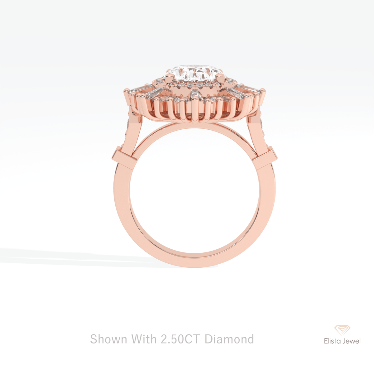 Oval Cut Halo Starburst Engagement Lab Grown Diamond Ring - Alternative View