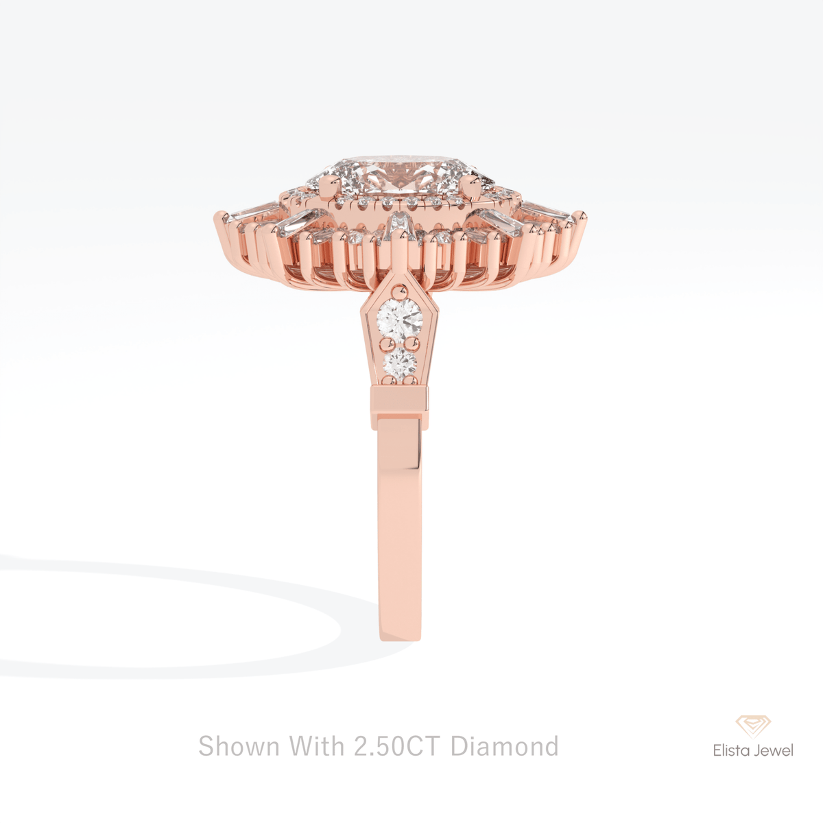 Oval Cut Halo Starburst Engagement Lab Grown Diamond Ring - Additional View