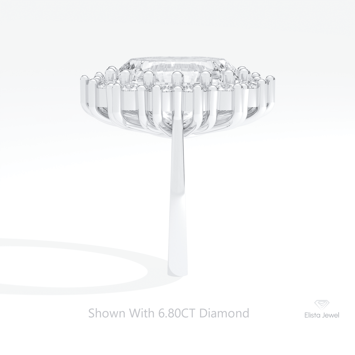 Oval Cut Halo Starburst Lab Grown Diamond Ring in 18K Yellow Gold - Perspective View