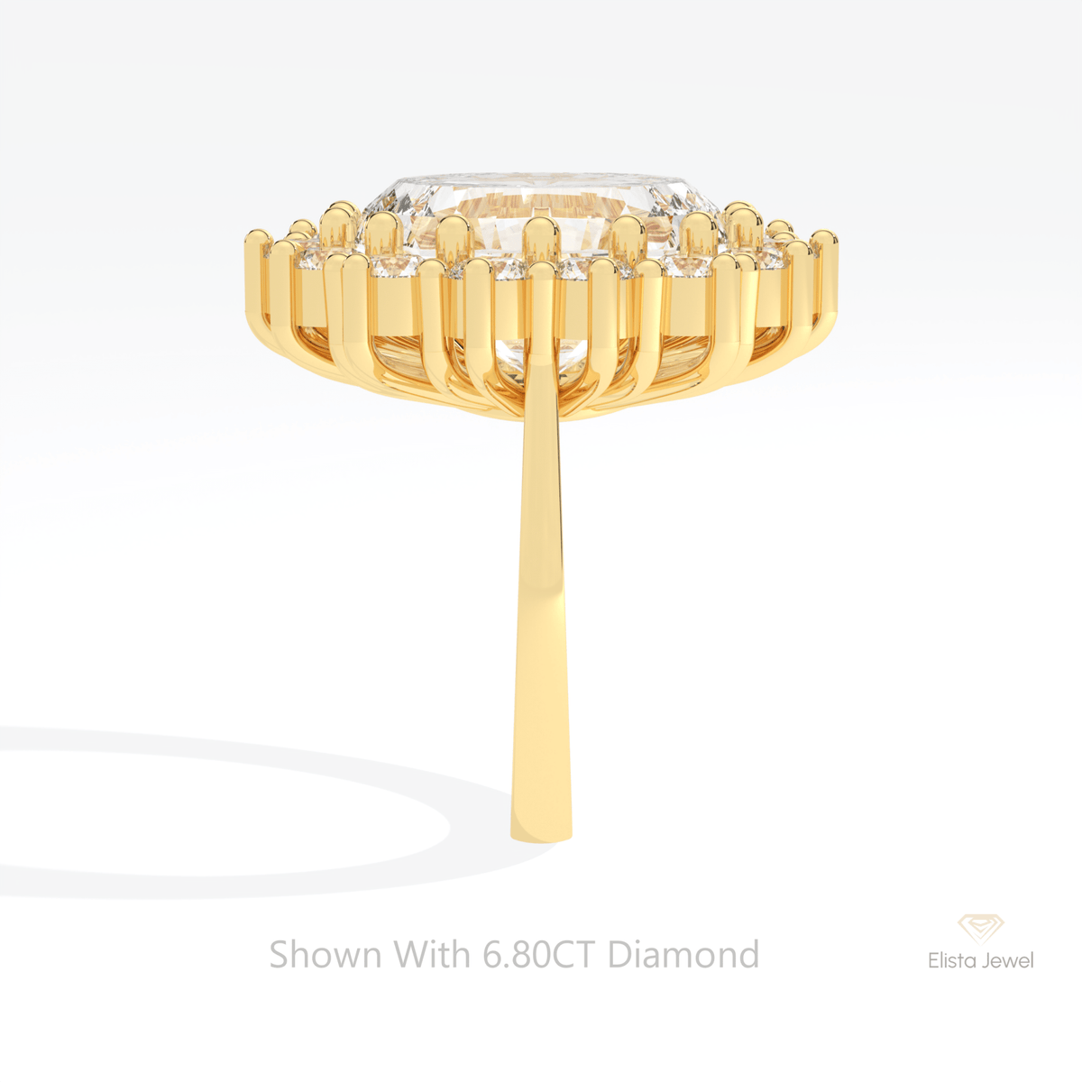 Oval Cut Halo Starburst Lab Grown Diamond Ring in 14K White Gold - Top View