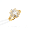 Oval Cut Halo Starburst Lab Grown Diamond Ring in 10K Yellow Gold - Side View