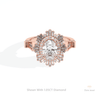 Oval Cut Halo Starburst Lab Grown Diamond Ring in 18K Rose Gold - Ring on Hand View