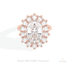 Oval Cut Halo Starburst Lab Grown Diamond Ring in 18K Rose Gold - Ring on Hand View