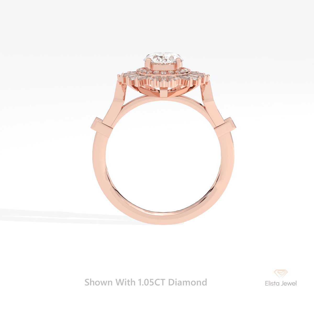 Oval Cut Halo Starburst Lab Grown Diamond Ring - Alternative View