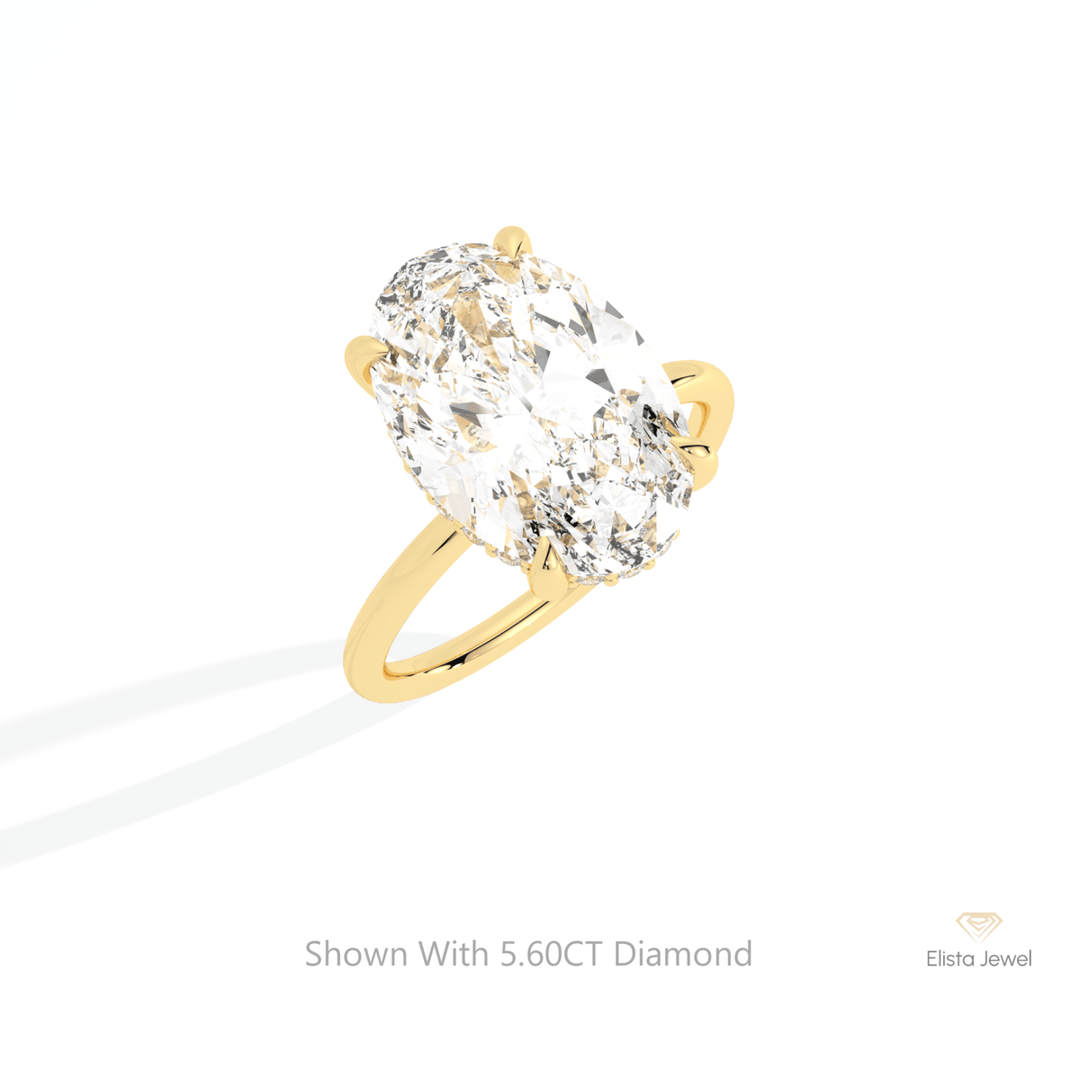 Oval Cut Hidden Halo Engagement Lab Grown Diamond Ring in 14K Rose Gold - Profile View