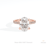 Oval Cut Hidden Halo Engagement Lab Grown Diamond Ring in 18K Rose Gold - Ring on Hand View