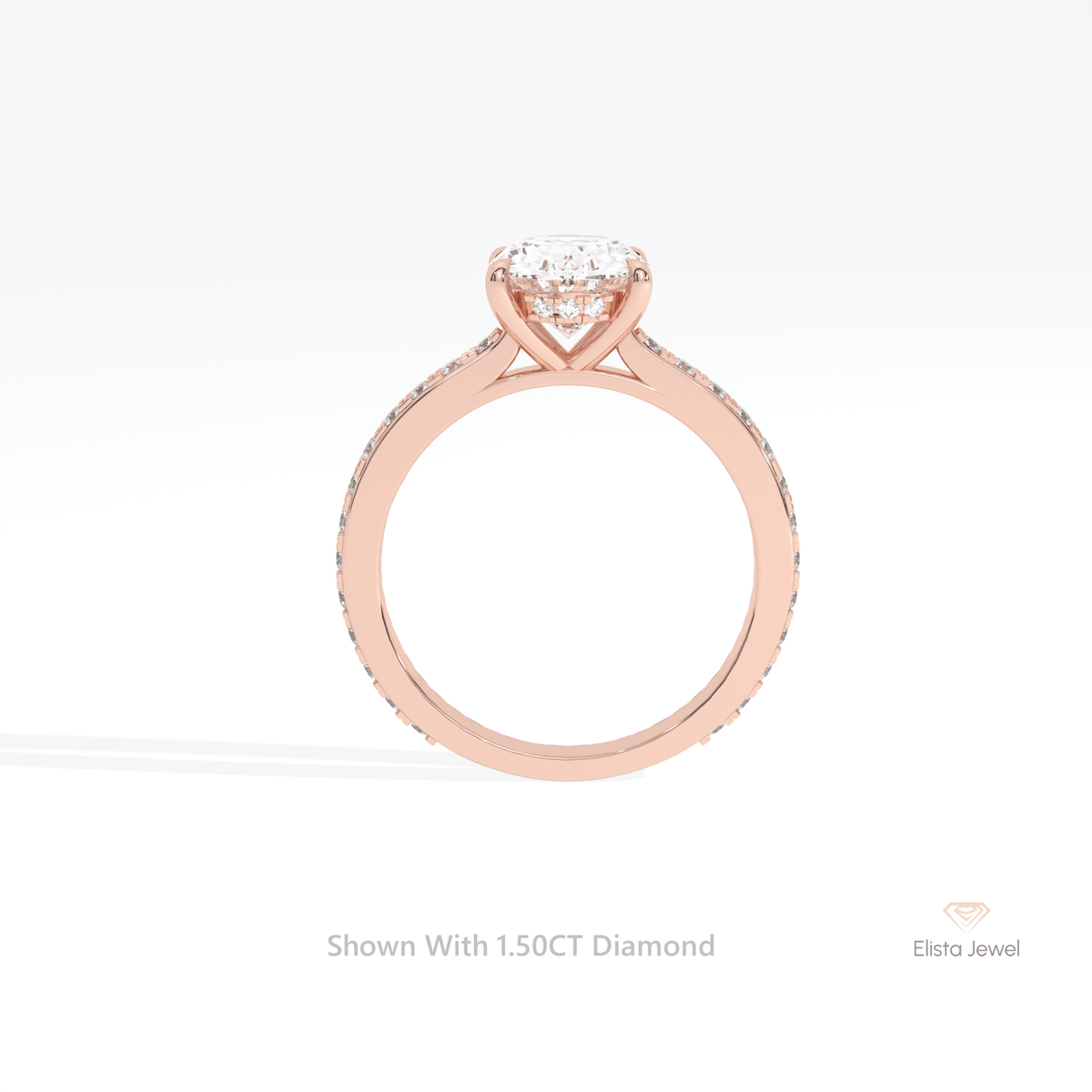 Oval Cut Hidden Halo Engagement Lab Grown Diamond Ring - Alternative View