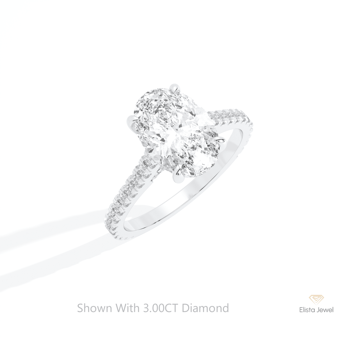 Oval Cut Hidden Halo Engagement Lab Grown Diamond Ring in 14K Rose Gold - Profile View