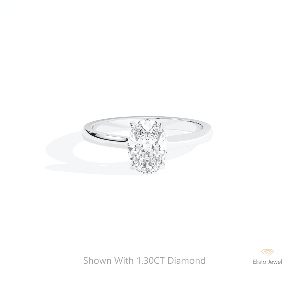 Oval Cut Hidden Halo Engagement Lab Grown Diamond Ring in 14K Yellow Gold - Detail View