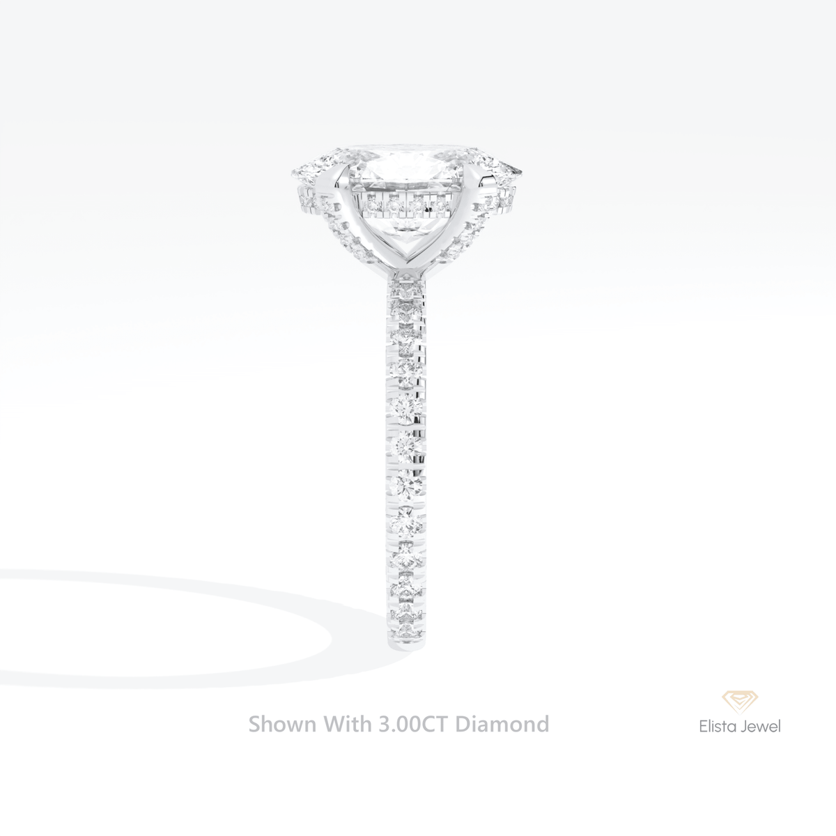 Oval Cut Hidden Halo Engagement Lab Grown Diamond Ring in 18K Yellow Gold - Perspective View